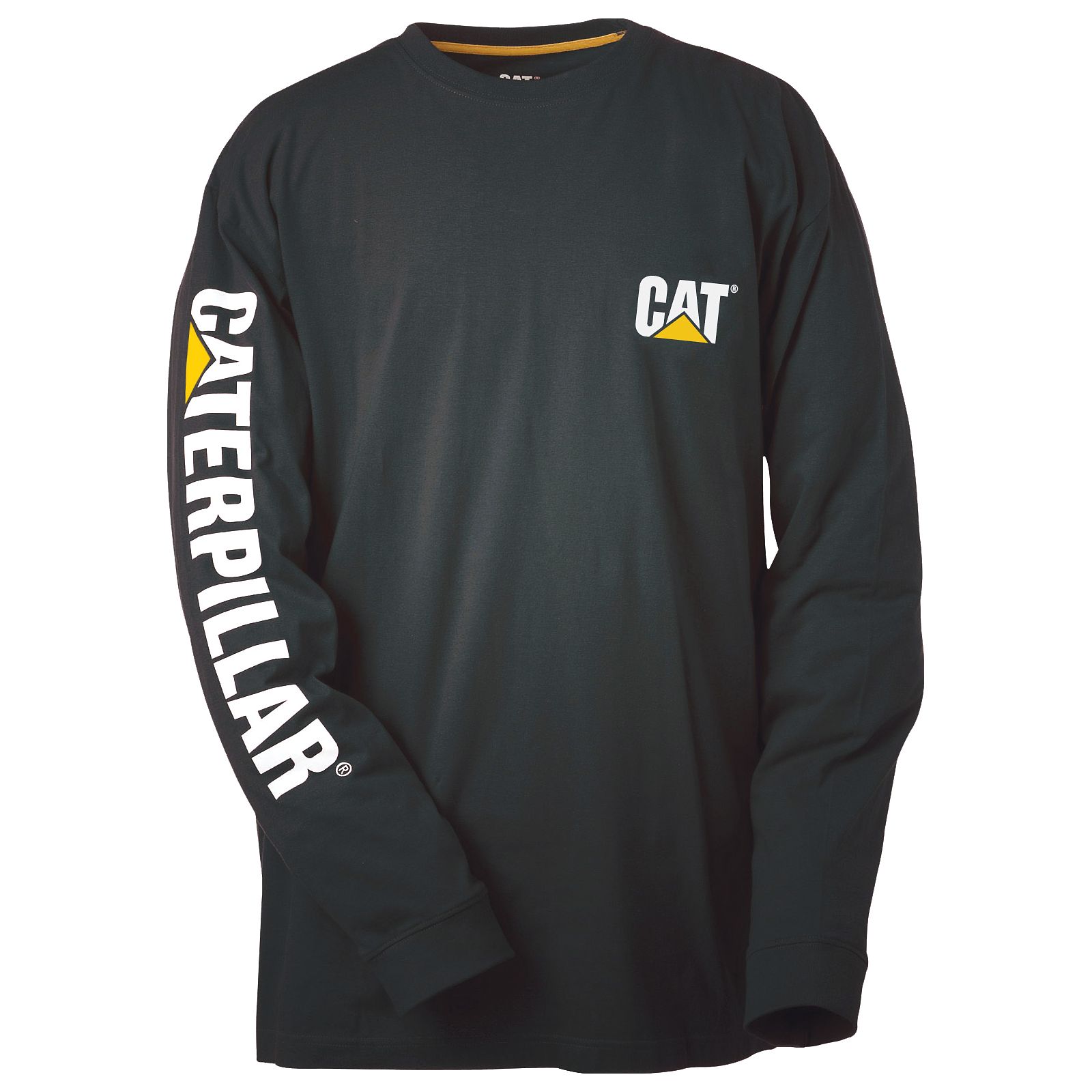 Men's Caterpillar Trademark Banner Long Sleeve T-Shirts Black Ireland SGIQ54968